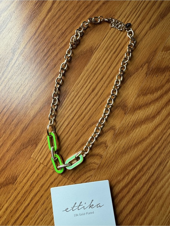 ettika Jewelry - Ettika Gold Necklace with Green Statement Links